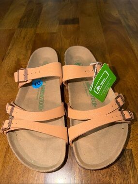 Birkenstock Women's Triple-Strap Vegan Sandals in Peach USA 10/10.5